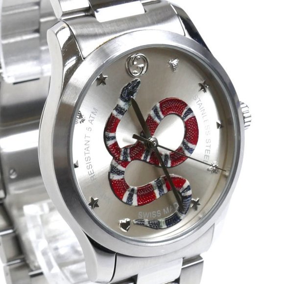 GUCCI G Timeless Kingsnake Watch Battery Operated YA1264076/126.4 Men's - Picture 3 of 8